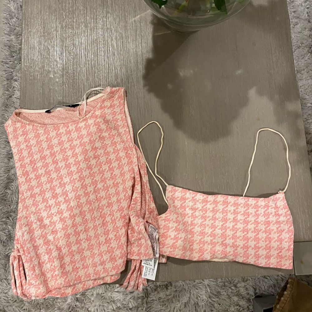Zara pink gingham top set